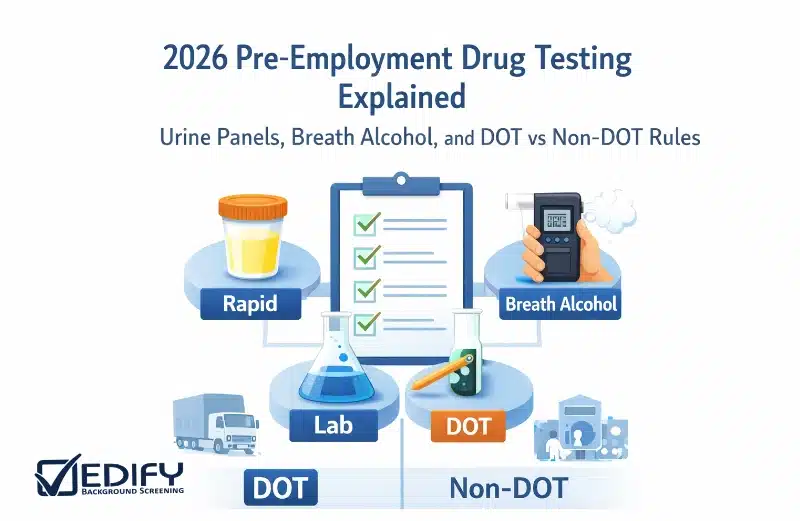 2026 Pre-Employment Drug Testing Explained: Urine Panels, Breath Alcohol, and DOT vs Non-DOT Rules 8 2026 Pre-Employment Drug Testing Explained: Urine Panels, Breath Alcohol, and DOT vs Non-DOT Rules